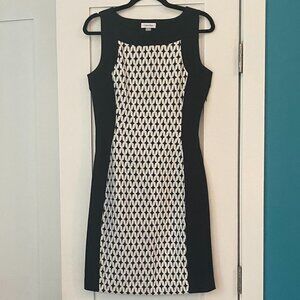 Calvin Klein black and white sheath dress size 6